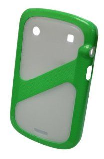 GO BC380 2 piece Silicone Protective Hard Case for Blackberry 9900/9930   1 Pack   Retail Packaging   Green and Clear Cell Phones & Accessories