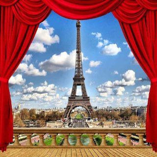 Eiffel Tower View From Balcony 10' x 10' CP Backdrop Computer Printed Scenic Background  Photo Studio Backgrounds  Camera & Photo