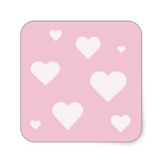 Baby Pink White Hearts Pattern Background Light Stickers
