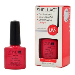 CND Shellac HOT CHILIS Gel UV Nail Polish 0.25 oz Manicure Soak Off 1/4  Supply Store One Step Nail Gel Coat  Beauty