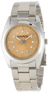 Haurex Italy Women's 2A388DCC Narciso Round Stainless Steel Gold Dial Swarovski Watch Watches