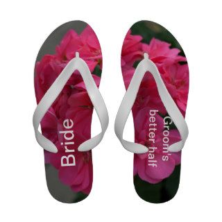 Bride & Groom Pink Flowers Flip Flop Sandals