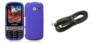 Samsung Array / Montage SPH M390 Premium Combo Pack   Purple Hard Shield Case + ATOM LED Keychain Light + Micro USB Cable Cell Phones & Accessories