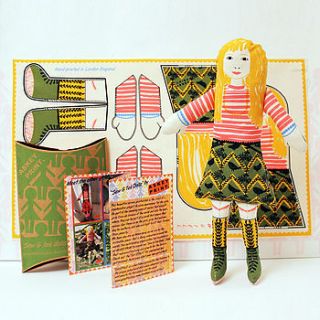 anna hand screen printed doll kit by sisters guild