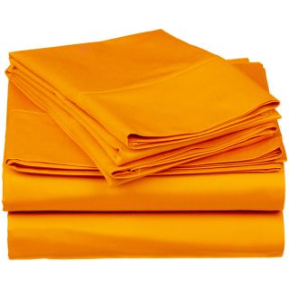 Home City Inc. Microfiber Solid Plain 100 percent Wrinkle free Sheet Set Orange Size California King