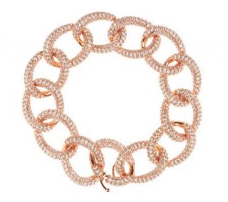 VicenzaSilver Sterling 7 1/4 Pave Crystal Curb Link Bracelet —