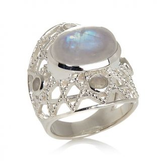 Himalayan Gems™ Latticework Dome Rainbow Moonstone Sterling Silver Ring