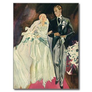 Vintage Wedding, Bride and Goom, Newlyweds Postcard