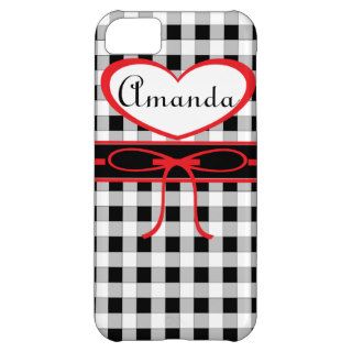 Personalized Checkered with Heart iPhone 5 Case