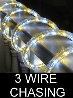 150FT PURE AND WARM WHITE 3 WIRE CHASING LED ROPE LIGHT KIT. CHRISTMAS LIGHTING. OUTDOOR ROPE LIGHTING