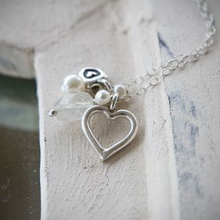 opal and silver heart necklace by samphire jewellery