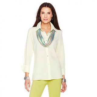 MarlaWynne Pebbled Crepe Perfect Buttoned Shirt