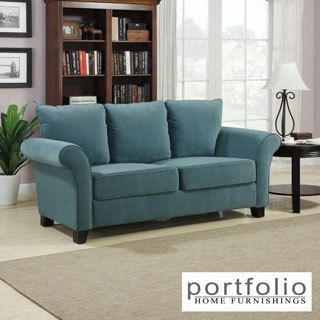 Portfolio Provant Turquoise Blue Velvet Sofa