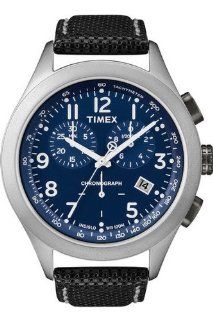 Timex Originals Men's T Chronograph Steel Case, Blue Dial and Black Leather Strap Watch T2N391 Watches