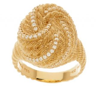 Judith Ripka Sterling & 14K Gold Clad Diamonique Accent Ring —