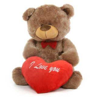 Tiny L Shags Mocha Teddy Bear with I Love You Heart 35in Toys & Games