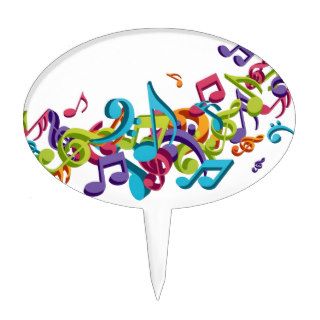 cool colourful music notes & sounds art image cake picks