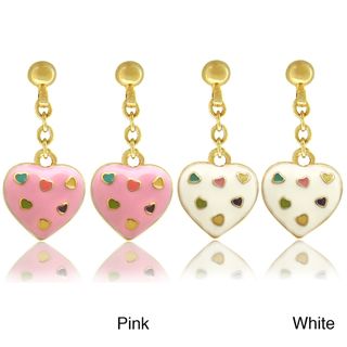 Molly and Emma 18k Gold Overlay Children's Enamel Heart Earrings Molly and Emma Children's Earrings