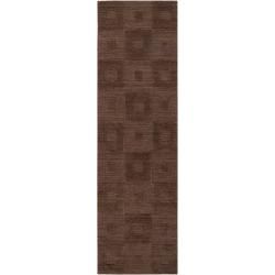 Hand crafted Solid Brown Geometric Indus Valley Wool Rug (26 X8)