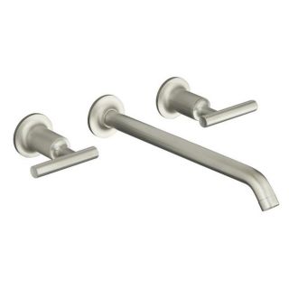 Kohler K t14417 4 bn Vibrant Brushed Nickel Purist Two handle Wall mount Lavatory Faucet Trim With 10 1/4 Spout And Lever Handl