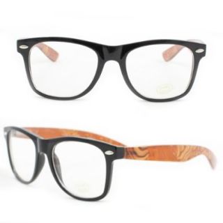 HOTLOVE Wayfarer Fashion Sunglasses GB01CL Wood Ring Semi Diaphanous Design Clear Lens for Women and Men Shoes