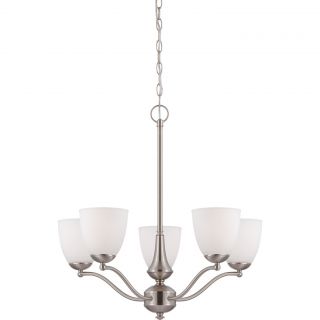Nuvo Patton Five light Brushed nickel Glass Chandelier