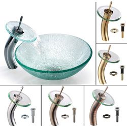 Kraus Mosaic Broken Glass Vessel Sink And Faucet