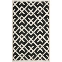 Moroccan Dhurrie Transitional Black/ivory Wool Rug (4 X 6)