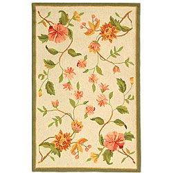 Hand hooked Garden Ivory Wool Runner (26 X 4)