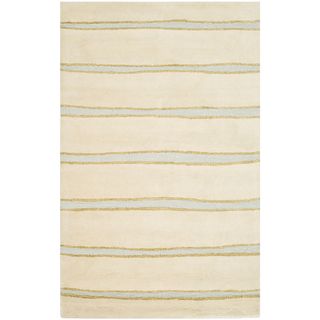 Martha Stewart Chalk Stripe Wheat Beige Wool/ Viscose Rug (4 X 6)