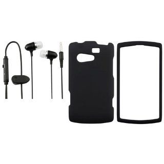 CommonByte Black Rubber Hard Skin Case Cover+Black Stereo Headphone For Kyocera Rise C5155 Cell Phones & Accessories