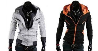 Assassin's Creed 3 Assassin Creed Clothing Assassin Creed Cosplay Desmond Miles New Trendy Jacket Hoodie Costume,2 Desmond Hoddie Jackets Combination(Black with Orange+ Grey) for Assassin's Creed 3 in Size XL Toys & Games