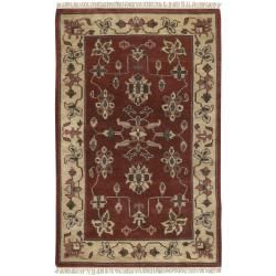 Hand knotted Multicolored Burgundy Eau Claire New Zealand Wool Rug (56 X 86)