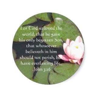John 316 Christian Inspirational Quote Round Sticker