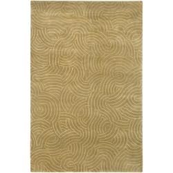 Julie Cohn Contemporary Hand knotted Vilas Beige Abstract design Wool Rug (5 X 8)