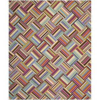 Safavieh Hand woven Straw Patch Pink/ Multi Wool Rug (8 X 10)
