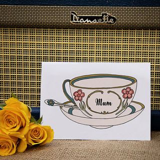 personalised teacup card x2 colours by claire close