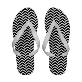 Black and White Chevron Pattern Flip Flops