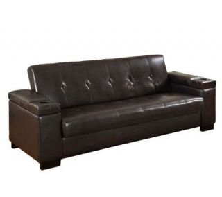 Logan Faux Leather Futon Sofa Bed —