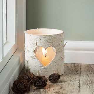 birch bark candle holder by the contemporary home