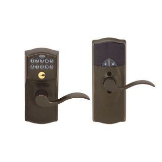 Schlage LiNK Wireless Keypad Entry Lever Add on Lock, Aged Bronze   Door Levers  