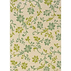 Contemporary Ivory/green Outdoor Area Rug (86 X 13)