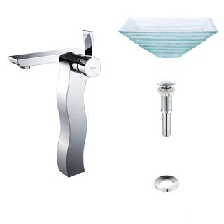 Kraus Clear Alexandrite Glass Vessel Sink And Sonus Faucet