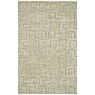 Handmade Puzzles Light Green New Zealand Wool Rug (76 X 96)