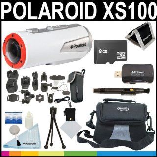Polaroid XS100 Extreme Edition HD 1080p 16MP Waterproof Sports Action Video Camera with Helmet & Bike Mounts + 8GB Card + Deluxe Case + Polaroid Accessory Kit  Camera & Photo