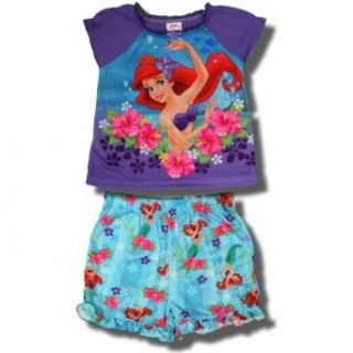 Little Mermaid "Ariel" 2 piece short pajama set for toddler girls   4T Clothing