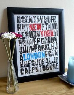 personalised location word scramble print by durnall designs