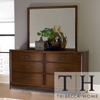 Tribecca Home Tribecca Home Lancashire Walnut 6 drawer Curved Front Dresser And Mirror Grey ?? Size 6 drawer