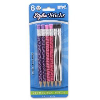 6pk Stylin' Sticks 0.7MM with Eraser Cap Mechanical Pencils 