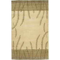 Hand knotted Olive Floral Alta Collection Semi worsted Wool Rug (26 X 10)